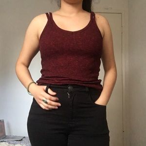 Dark Red Cami crop top, ribbed, super soft